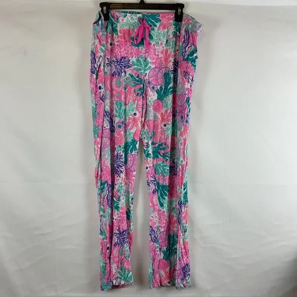 Lilly Pulitzer Pajama Set XXL Multi Seaside Carnivale Knit XXL Tank Pants Pink - Picture 10 of 16